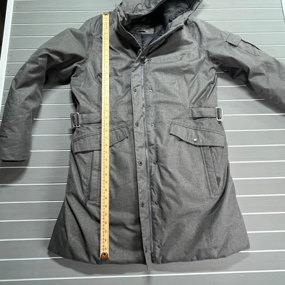 Eddie Bauer WeatherEdge Gray Herringbone Down Parka Hooded Winter Coat Womens L - Picture 6 of 13